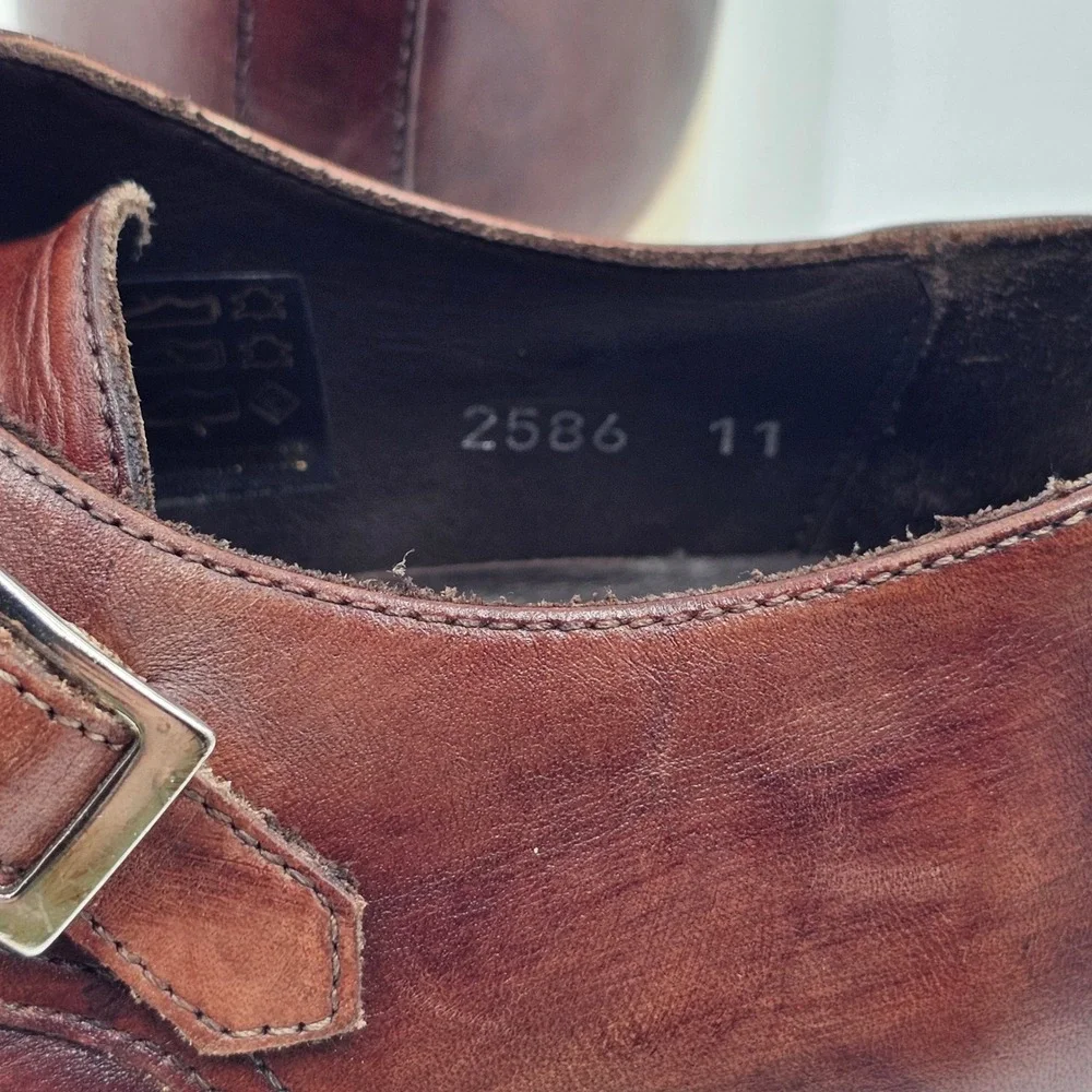 G.‎ Brown Mens Double Monk Strap Leather Sneakers Brown Burnished 2586 Size 11